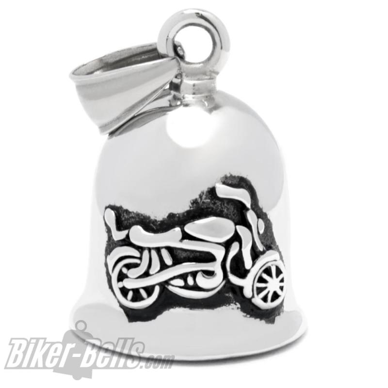 Biker-Bell With Motorcycle Motif Silver Polished Stainless Steel Chopper Bobber Ride Bell